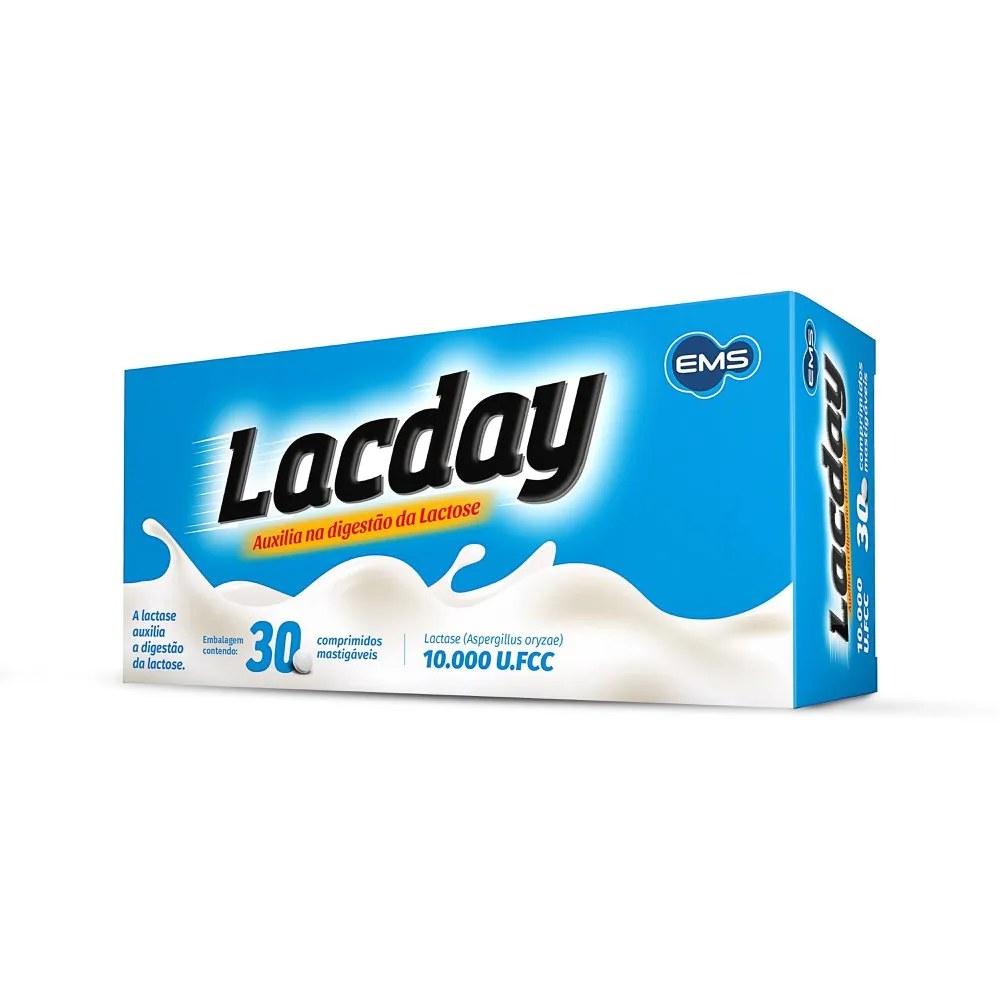 Enzima Lactase Lacday 10.000u.fcc 30 Comprimidos Mastigáveis