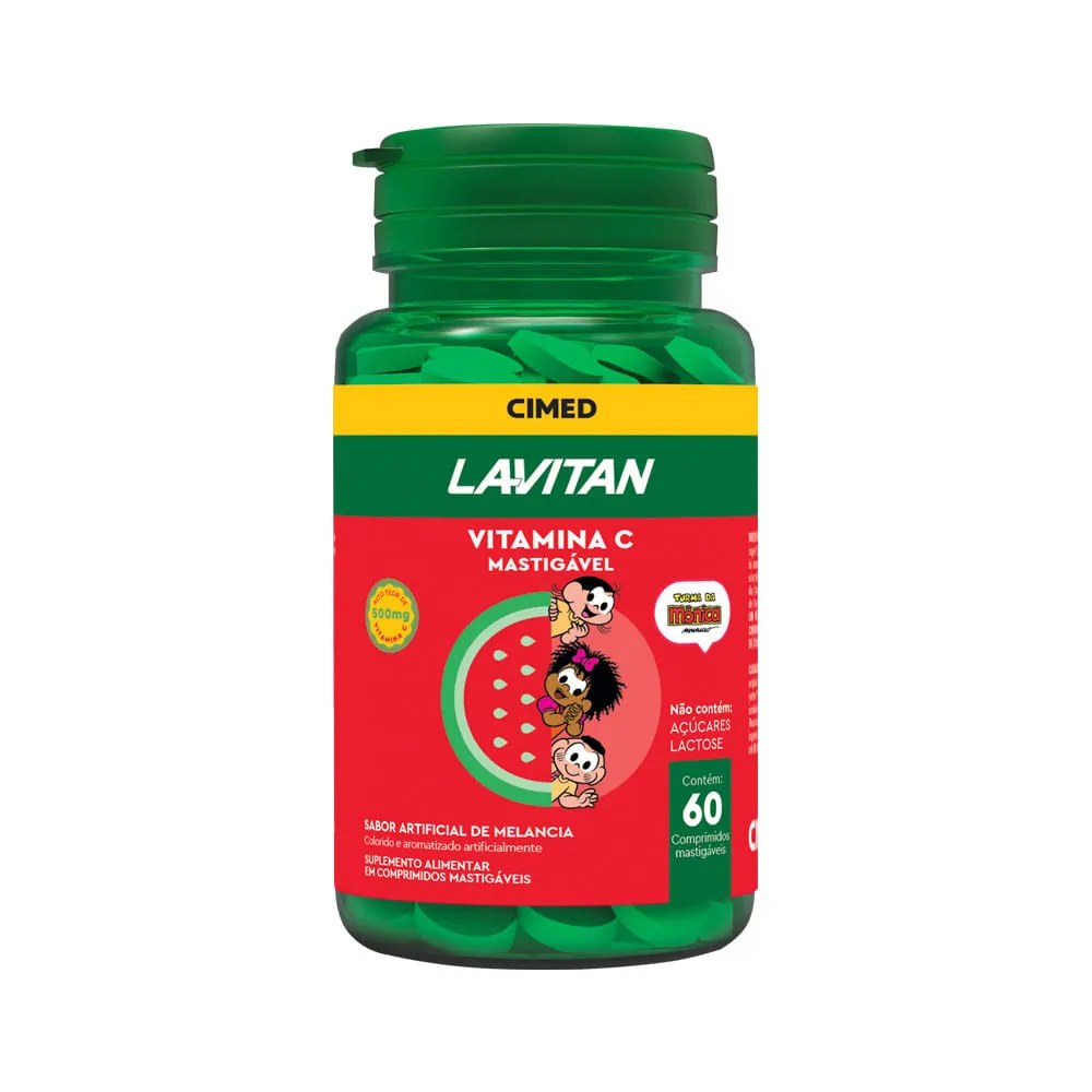 Vitamina C Lavitan Turma Da Monica Com 60 Comprimidos Mastigaveis Sabor Melancia