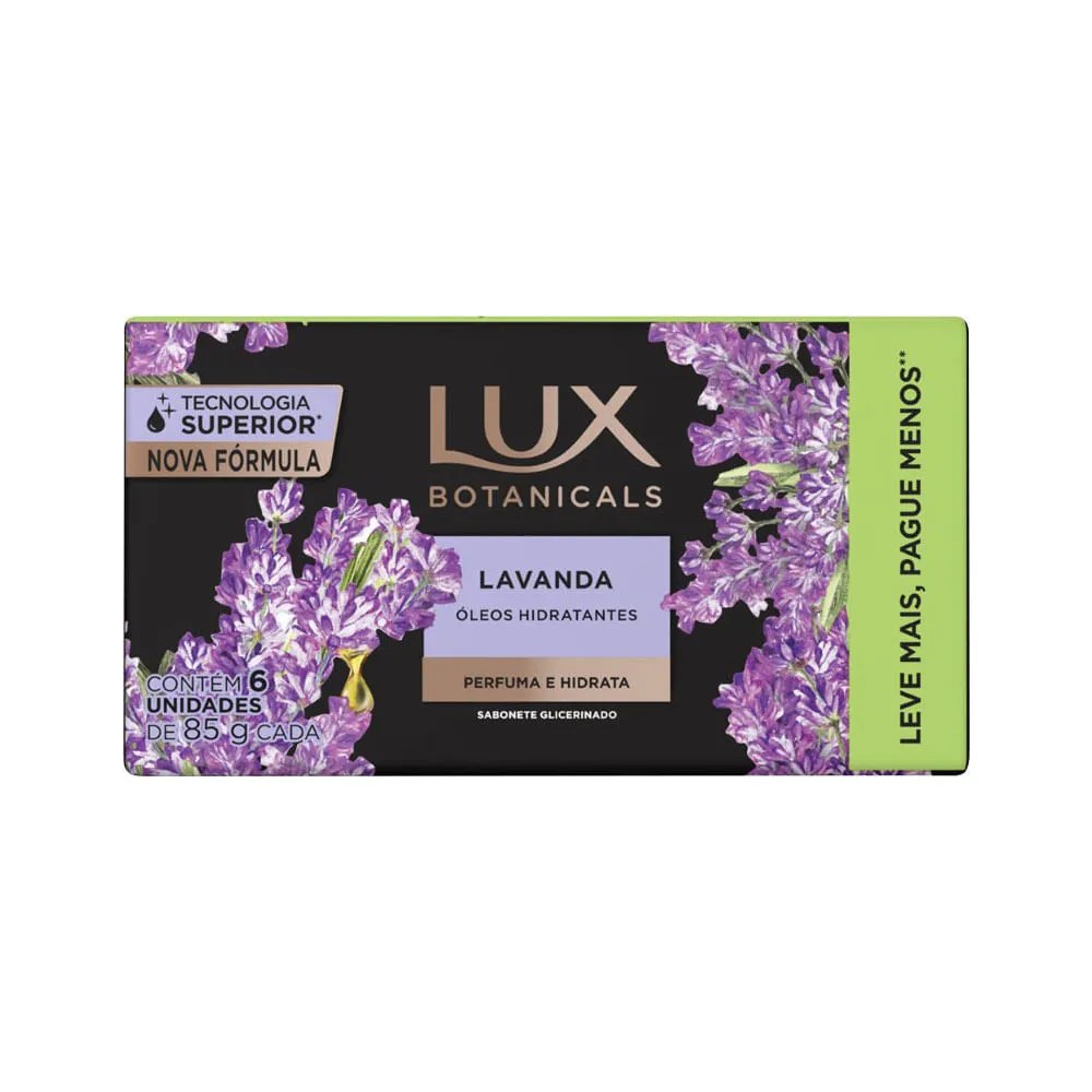 Sabonete Em Barra Lux Botanicals Lavanda E Baunilha Com 6 Unidades De 85gr Leve Mais Pague Menos