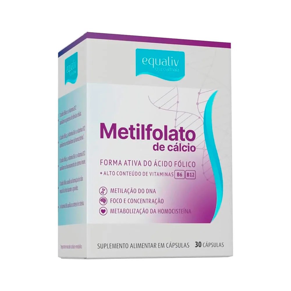 Suplemento Alimentar Metilfolato De Calcio Equaliv Com 30 Capsulas