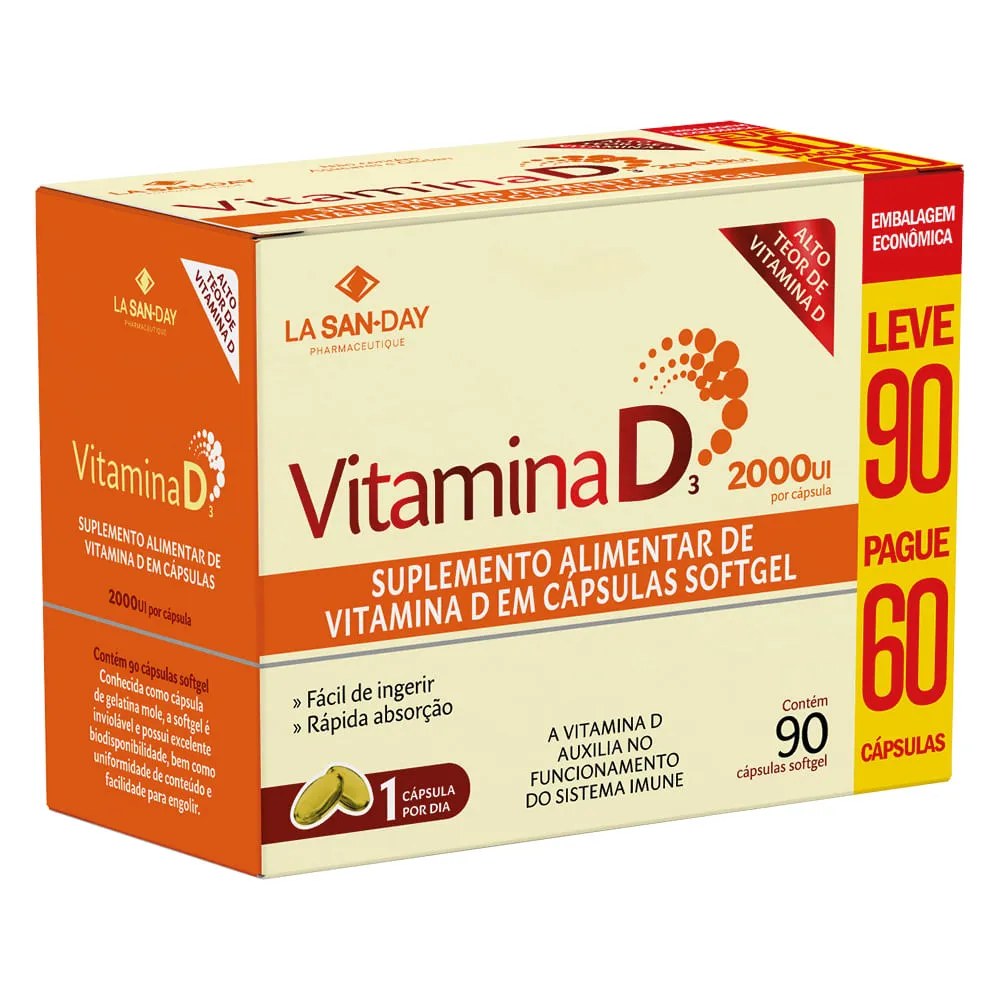 Vitamina D3 Lasanday Leve 90 Pague 60 Capsulas Especial