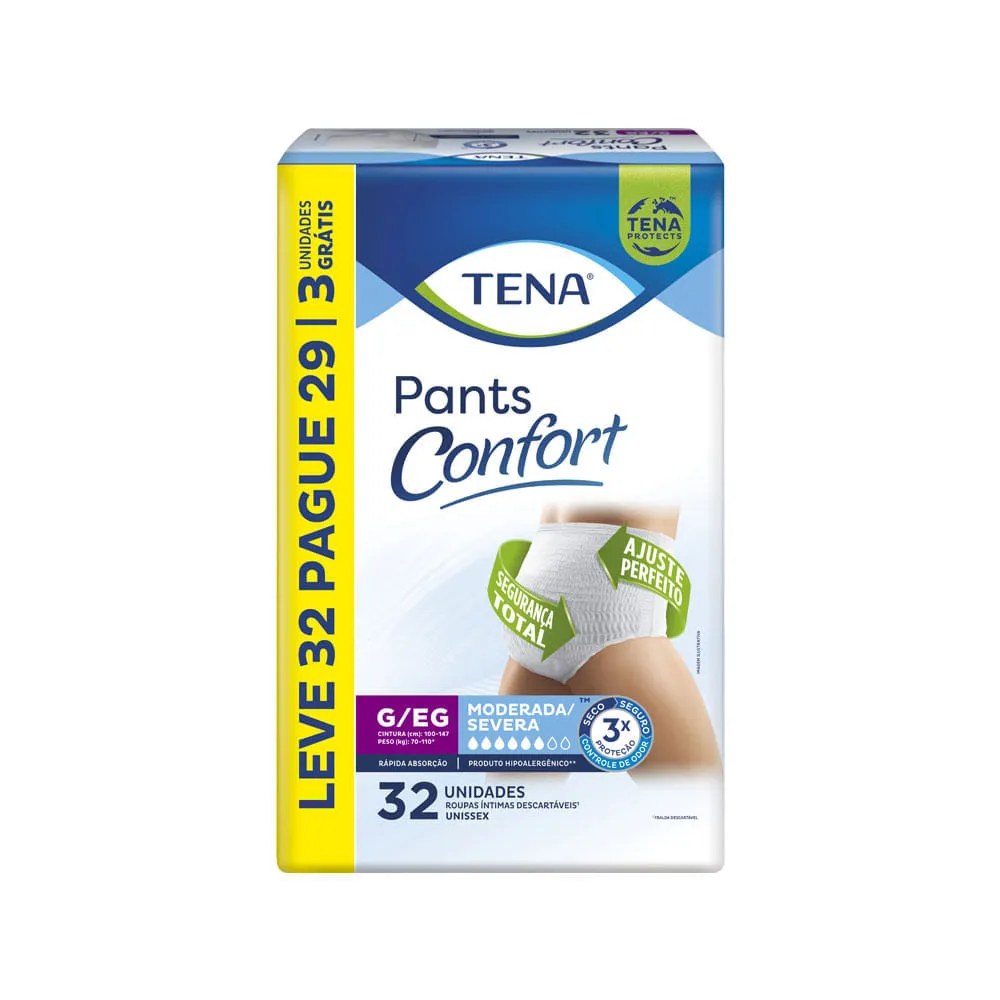 Roupa Intima Tena Pants Confort Tamanho G/eg Leve 32 Pague 29 Especial