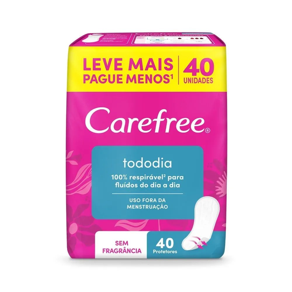 Protetor Diário Carefree Tododia Sem Fragrância 40 Unidades