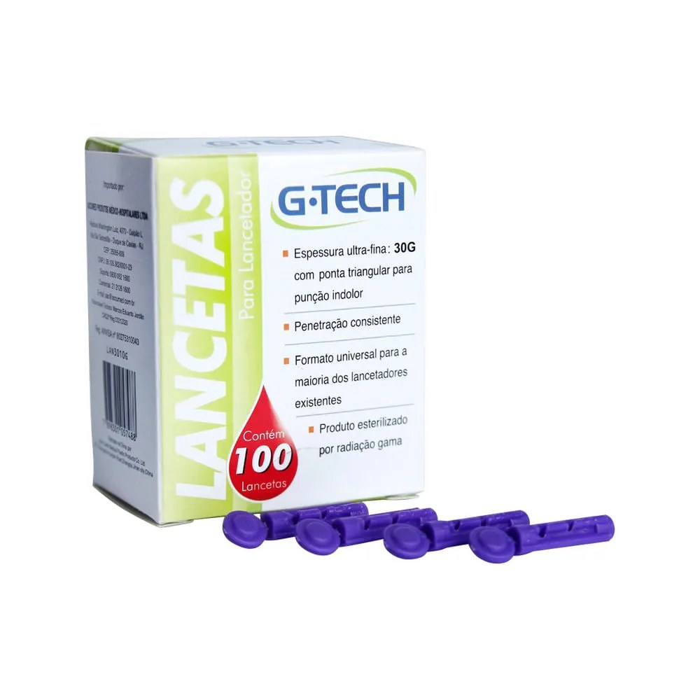 Lancetas G-tech 30gr 100 Unidades