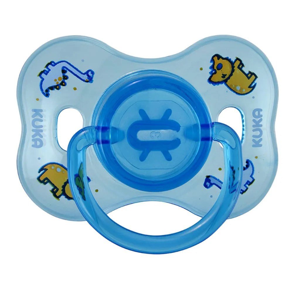 Chupeta Kuka Azul Decorada Com Argola Bico Silicone N.2
