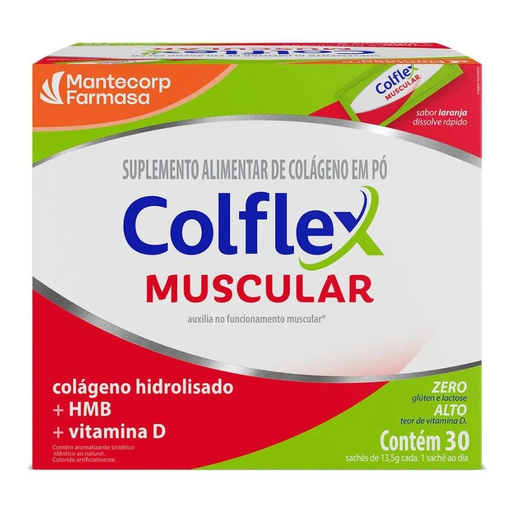 Colágeno Colflex Muscular Colágeno Hidrolisado + Hmb + Vitamina D 30 Sachês