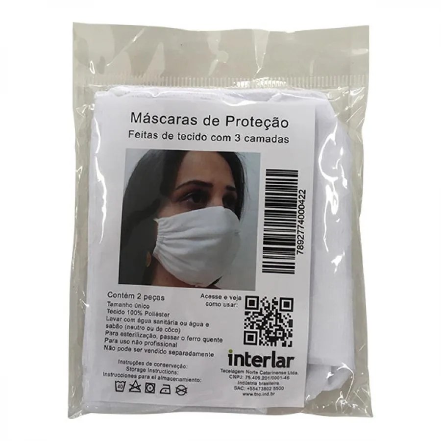 Mascara De Protecao Interlar Branco Com 2 Unidades