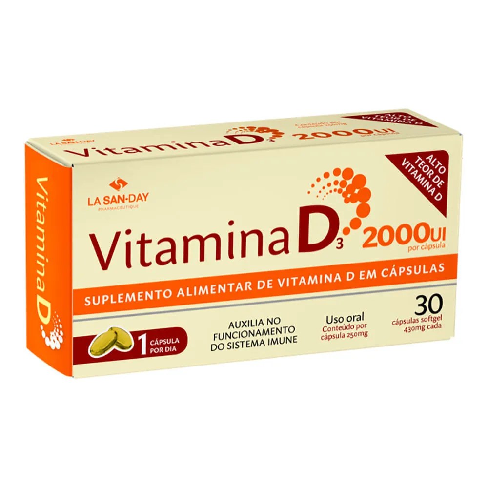 Vitamina D3 Lasanday Com 30 Capsulas 2000ui