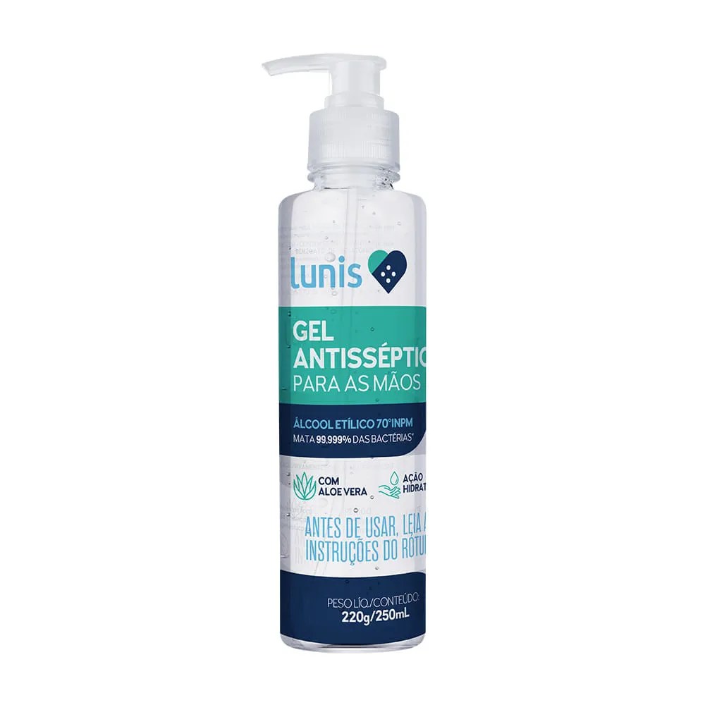 Alcool Em Gel 70% Antisseptico Lunis 250ml