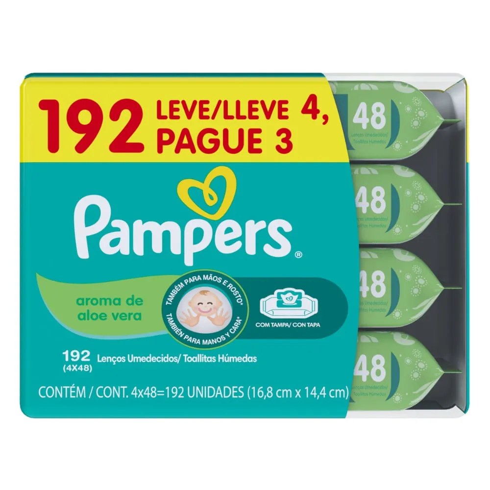 Lenco Umedecido Pampers Aloe Vera Leve 4 Pague 3 Pacotes