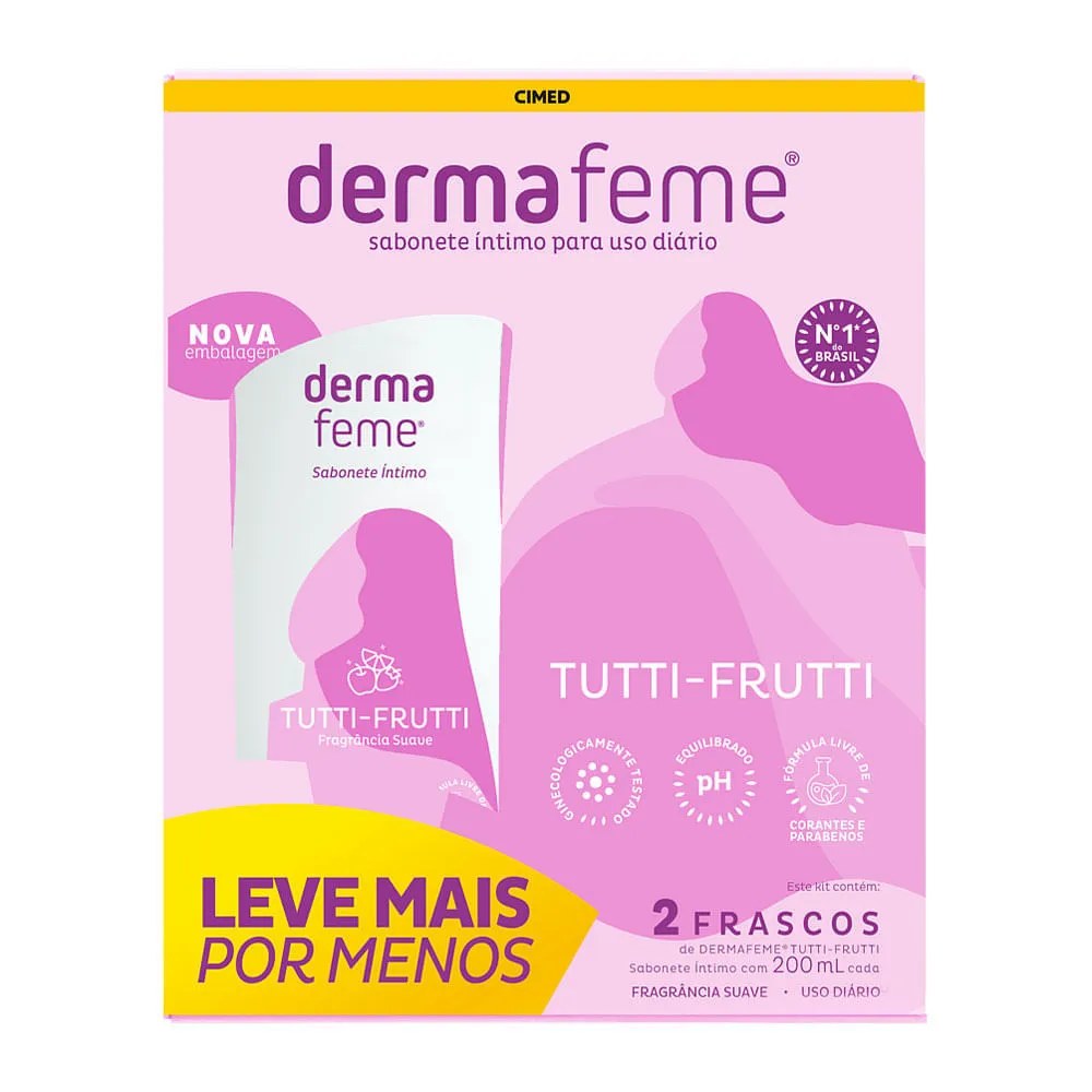 Kit Sabonete Liquido Intimo Dermafeme Tutti-frutti Com 2 Unidades 200ml Cada Especial