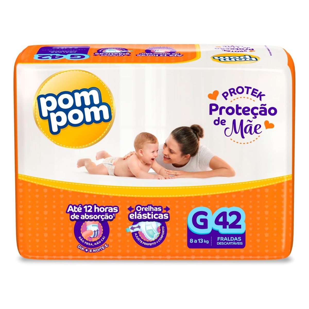 Fralda Pom Pom Protek Proteção de Mãe G 42 Unidades