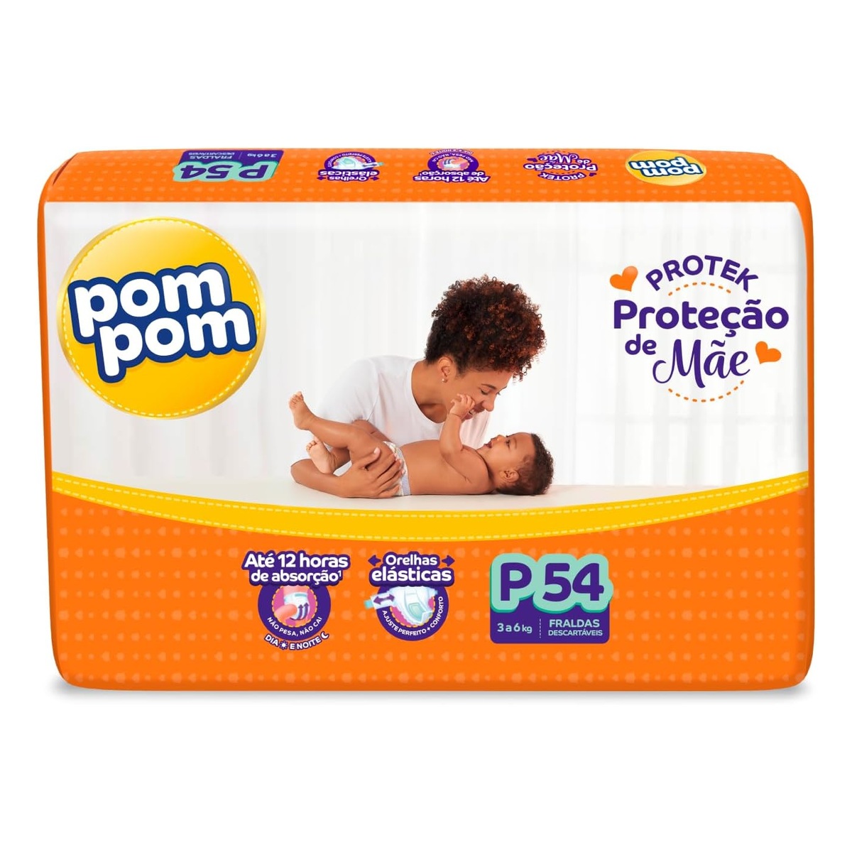 Fralda Pom Pom Protek Proteção de Mãe P 54 Unidades
