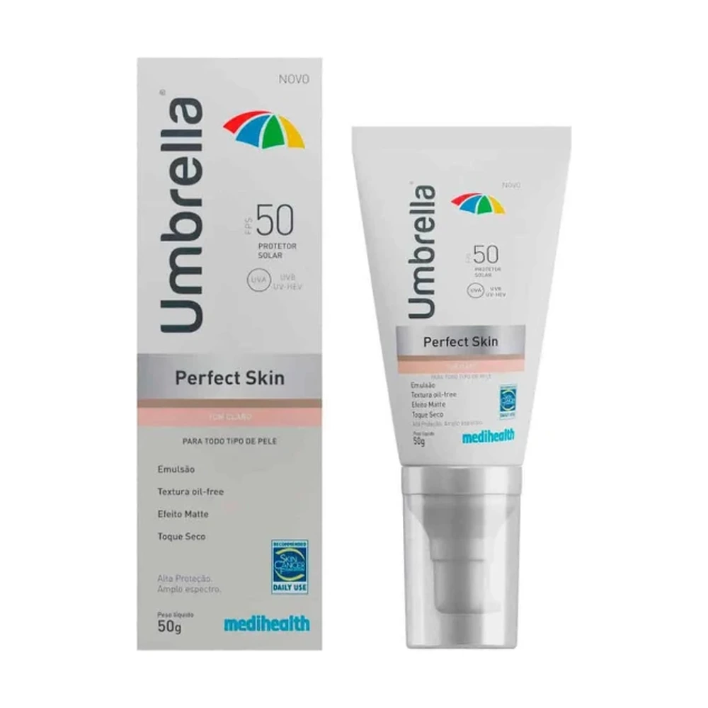 Protetor Solar Facial Umbrella Perfect Skin FPS50 cor Claro 50g