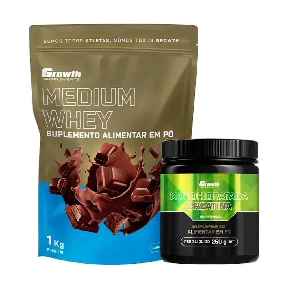 Kit Whey Protein Medium 1kg e Creatina Monohidratada 250g