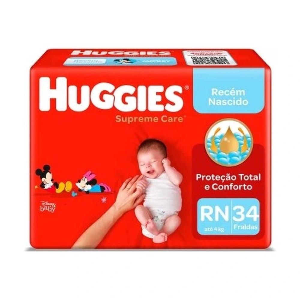 Fralda Huggies Supreme Care RN 34 Unidades