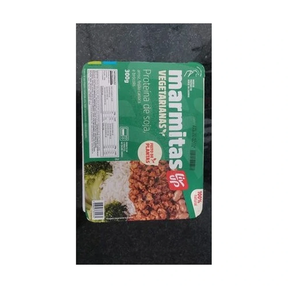 Liveup Marmita vegana: proteína de soja, arroz, feijão carioca e brócolis