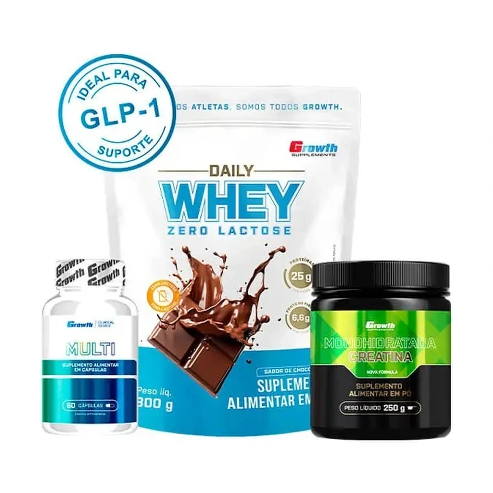 Kit Proteína Zero Lactose - Daily Whey Zero Lactose (800g) + Creatina Monohidratada (250g) + Multivitamínico (60caps)