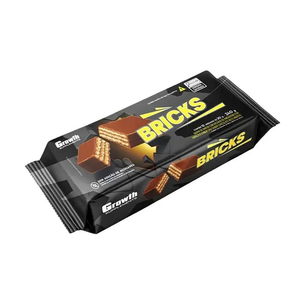 Wafer Bricks Sabor Amendoim Com Canela Com Cobertura Chocolate 12Un 20g