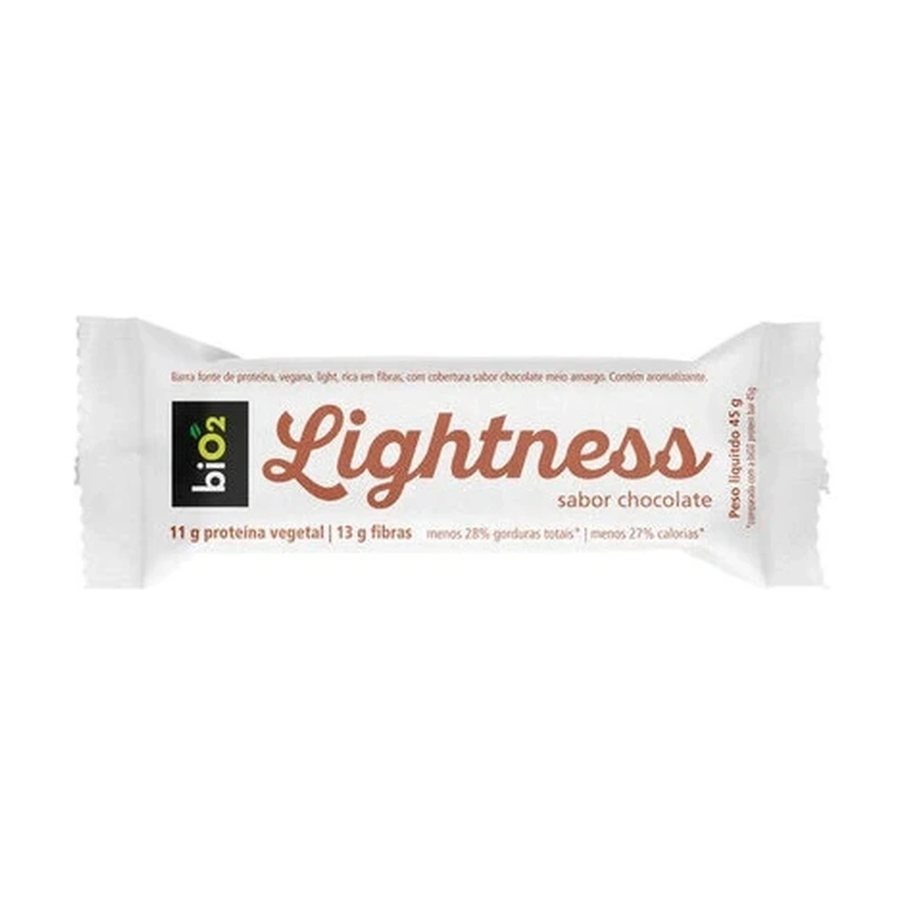 Barra De Proteína Vegana Chocolate Cobertura Chocolate Meio Amargo Light Bio2 Lightness Pacote 45g