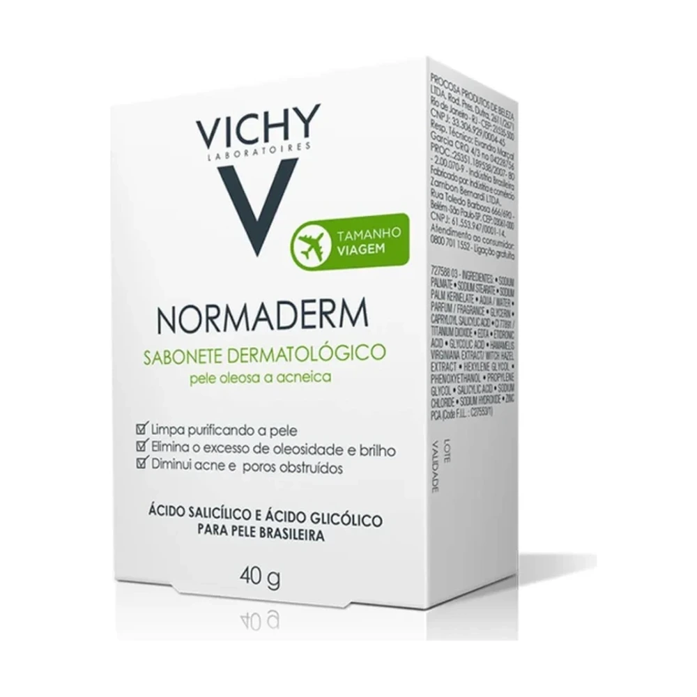 Sabonete Facial em Barra Vichy Normaderm Pele Oleosa a Acneica 40g