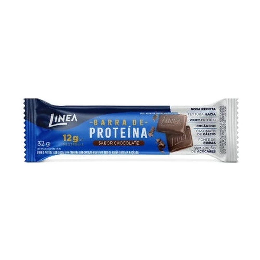 Barra De Proteína Paçoca Cobertura Chocolate Ao Leite Linea Caixa 384g 12 Unidades
