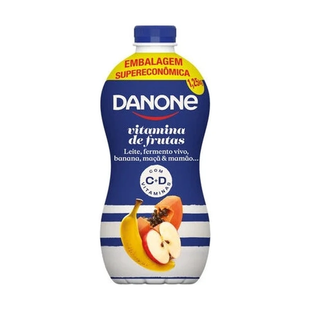 Iogurte Parcialmente Desnatado Vitamina De Frutas Danone Garrafa 1,25kg Embalagem Supereconômica