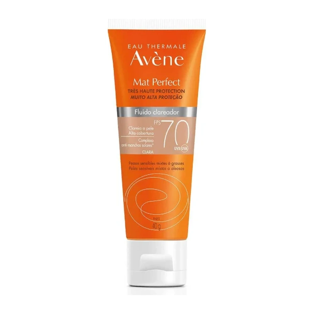Protetor Solar Facial Avène Mat Perfect FPS70 Fluido Clareador Claro 40g
