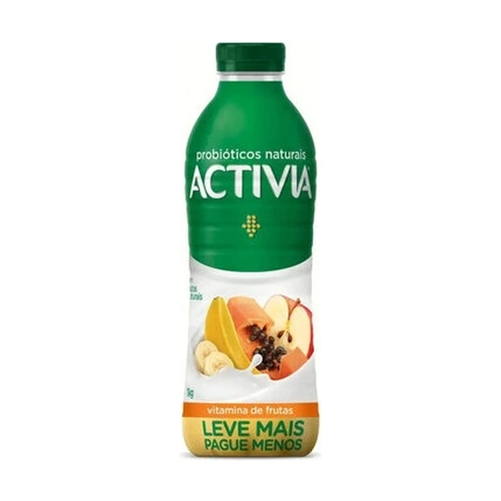 Leite Fermentado Parcialmente Desnatado Vitamina De Frutas Activia Garrafa 1kg Embalagem Econômica