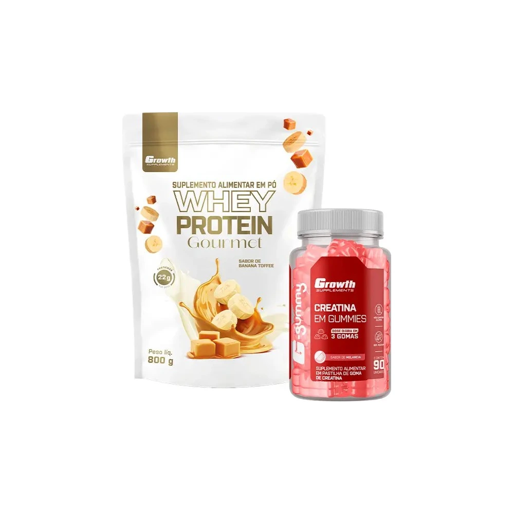 Kit Whey Gourmet Banana Toffee 800g + Creatina G-Gummy
