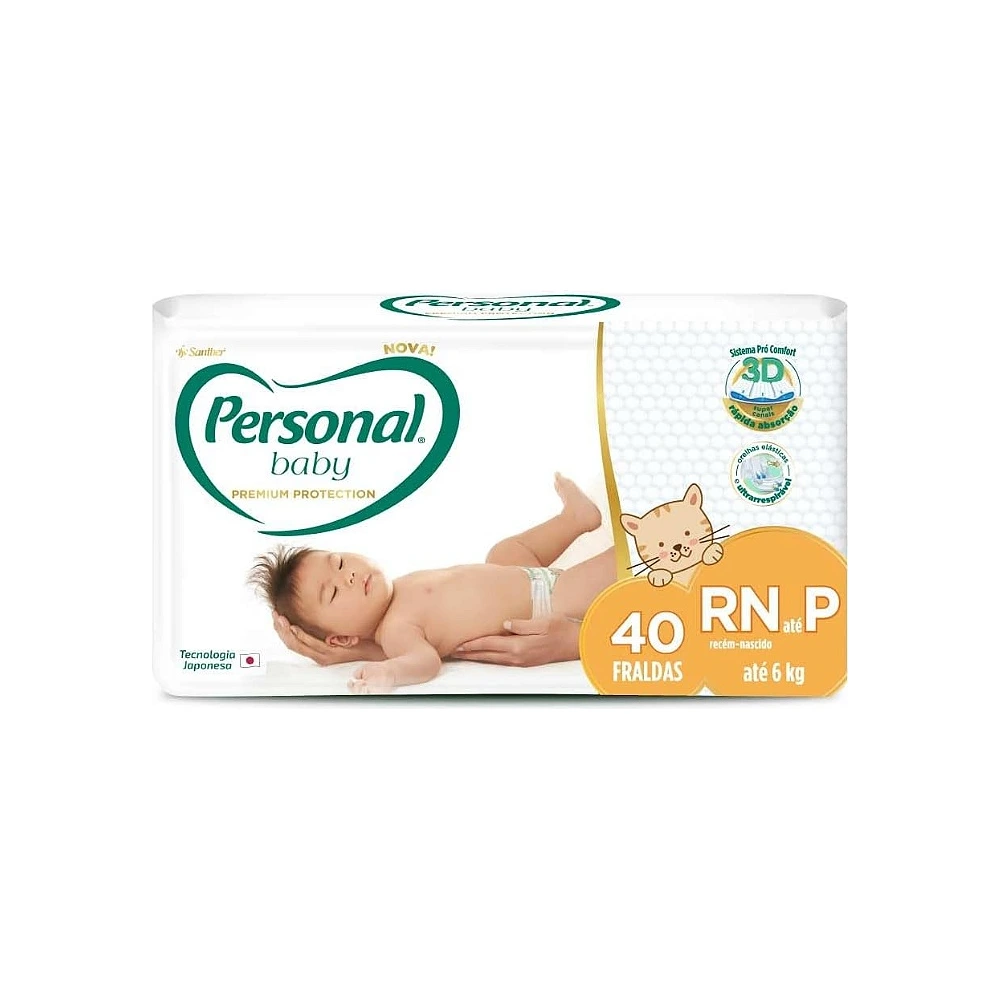 Fralda Personal Baby Premium Protection RN até P 40 Unidades