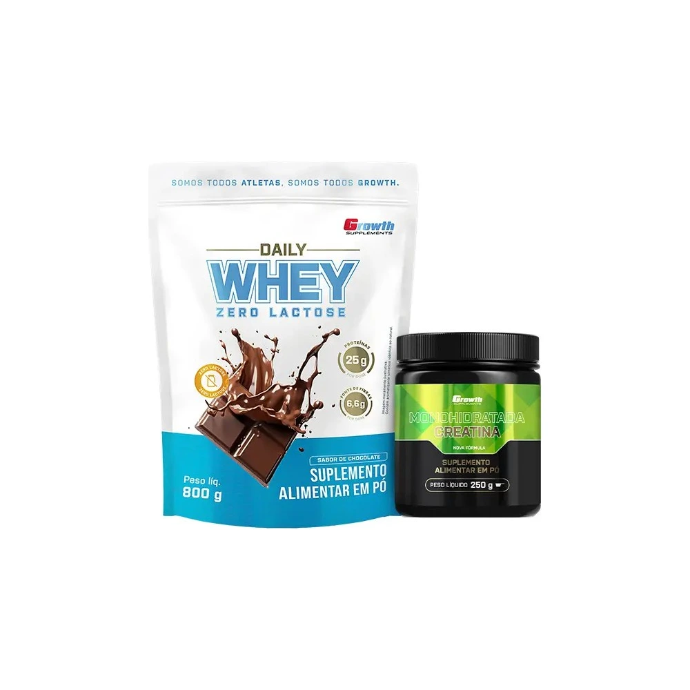 Kit Daily Whey Zero Lactose 800g e Creatina Monohidratada 250g