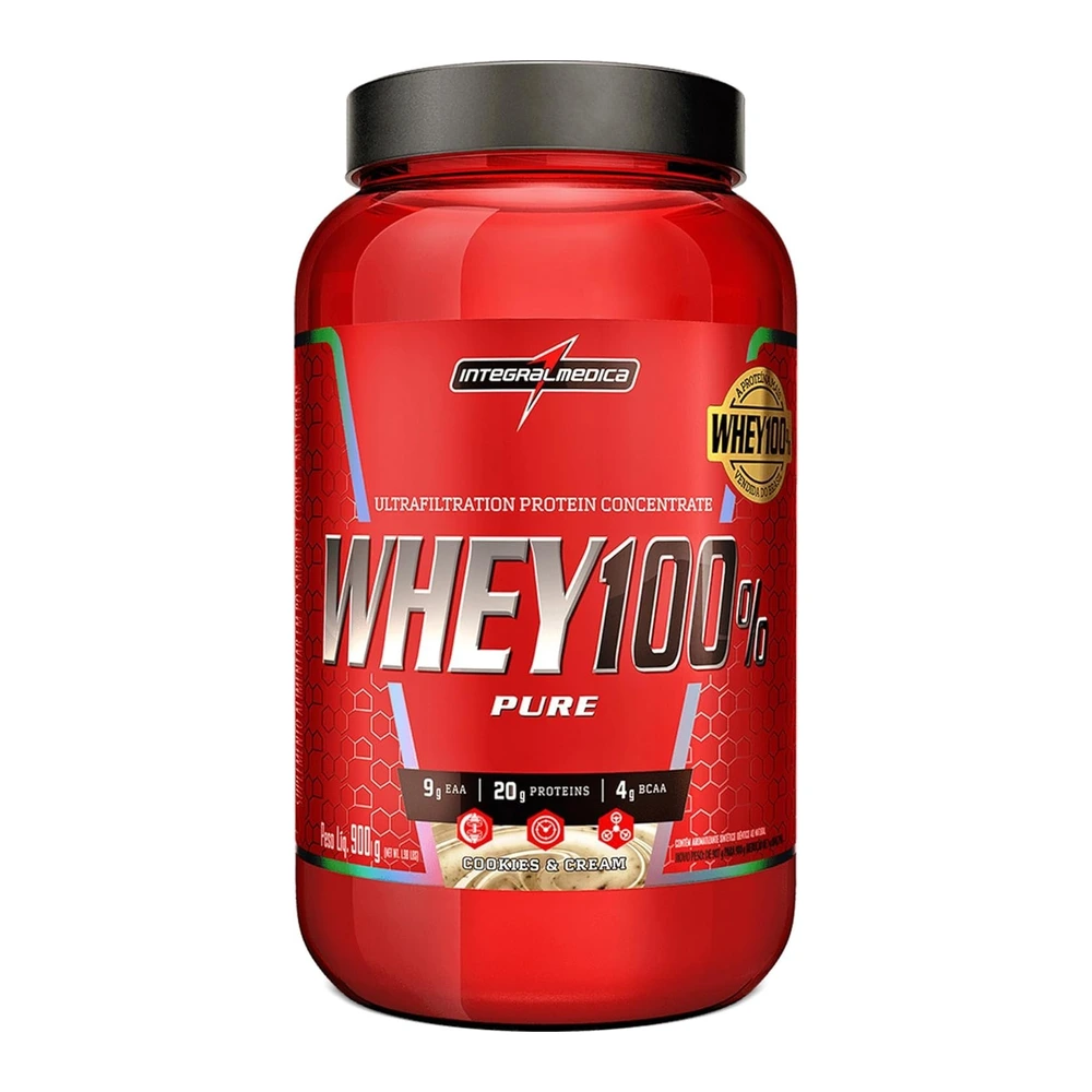 Integralmédica – Whey Protein Concentrado Cookies and Cream 100% Pure – 21g de Proteína por Scoop, Suplementação Alimentar Pós-Treino, Fórmula Enrique