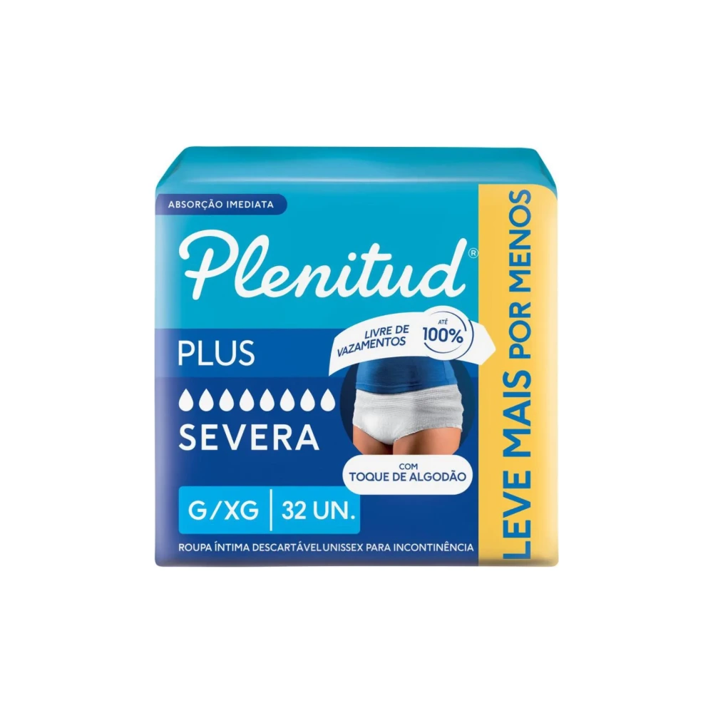 Roupa Íntima Descartável Plenitud Plus G/XG Absorção Intensa 32 unidades