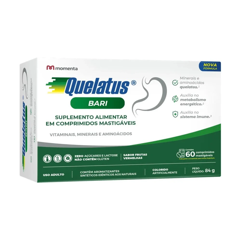 Quelatus Bari Nova Formula Com 60 Comprimidos Mastigaveis Frutas Vermelhas