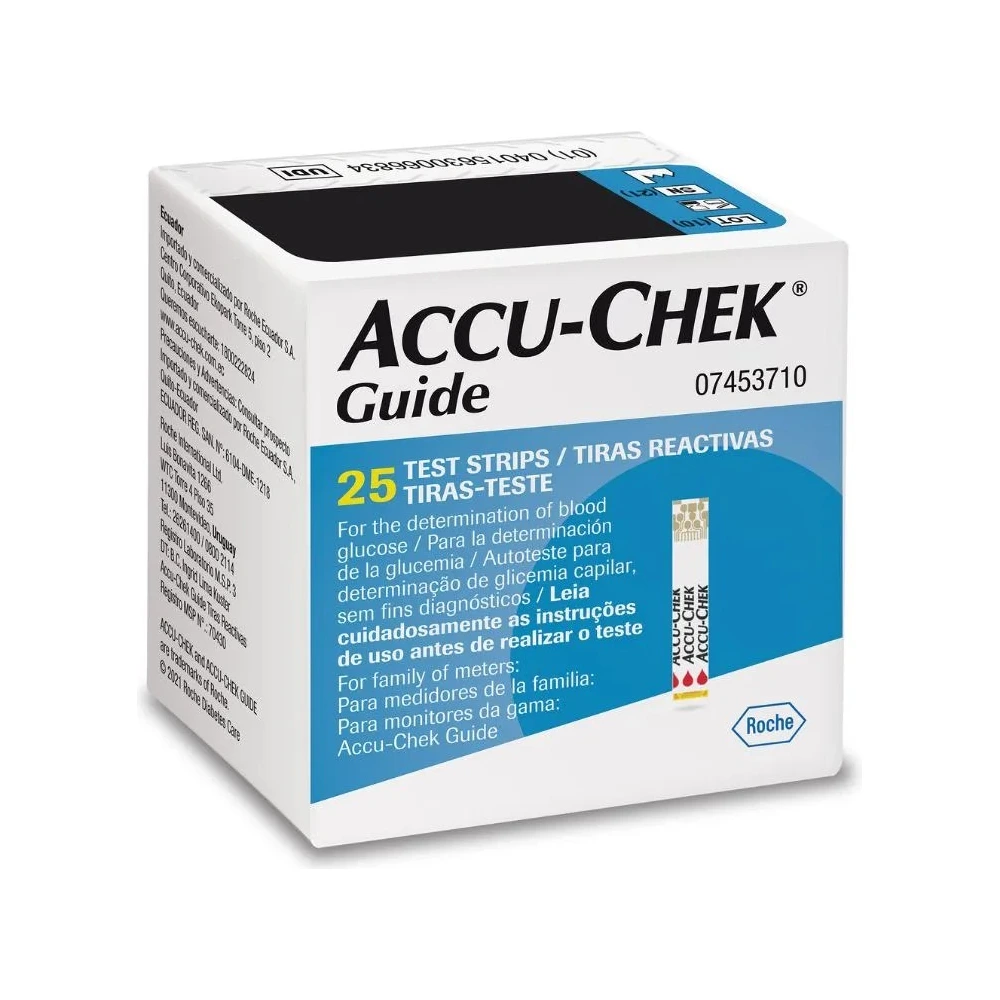 Tira De Teste De Glicose Accu-chek Guide 25 Unidades