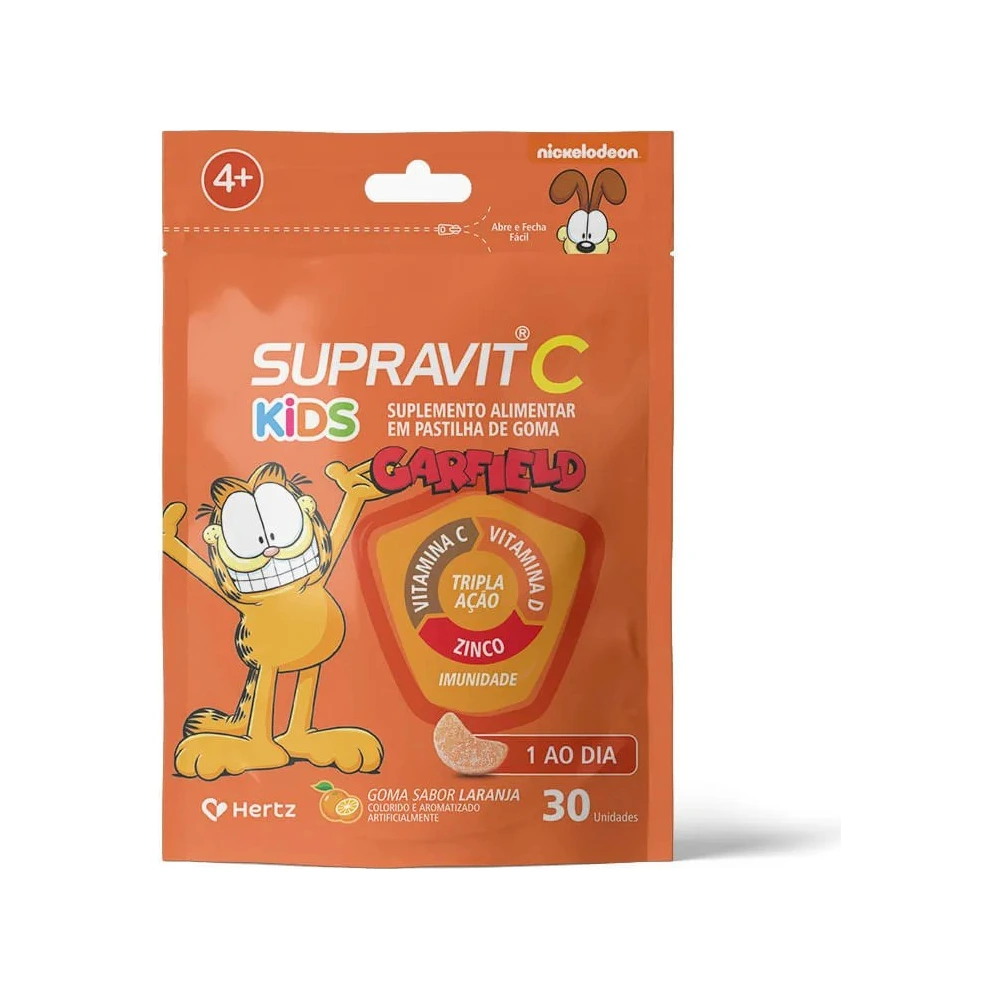 Supravit C Garfield Kids Com 30 Gomas Laranja Tripla Acao