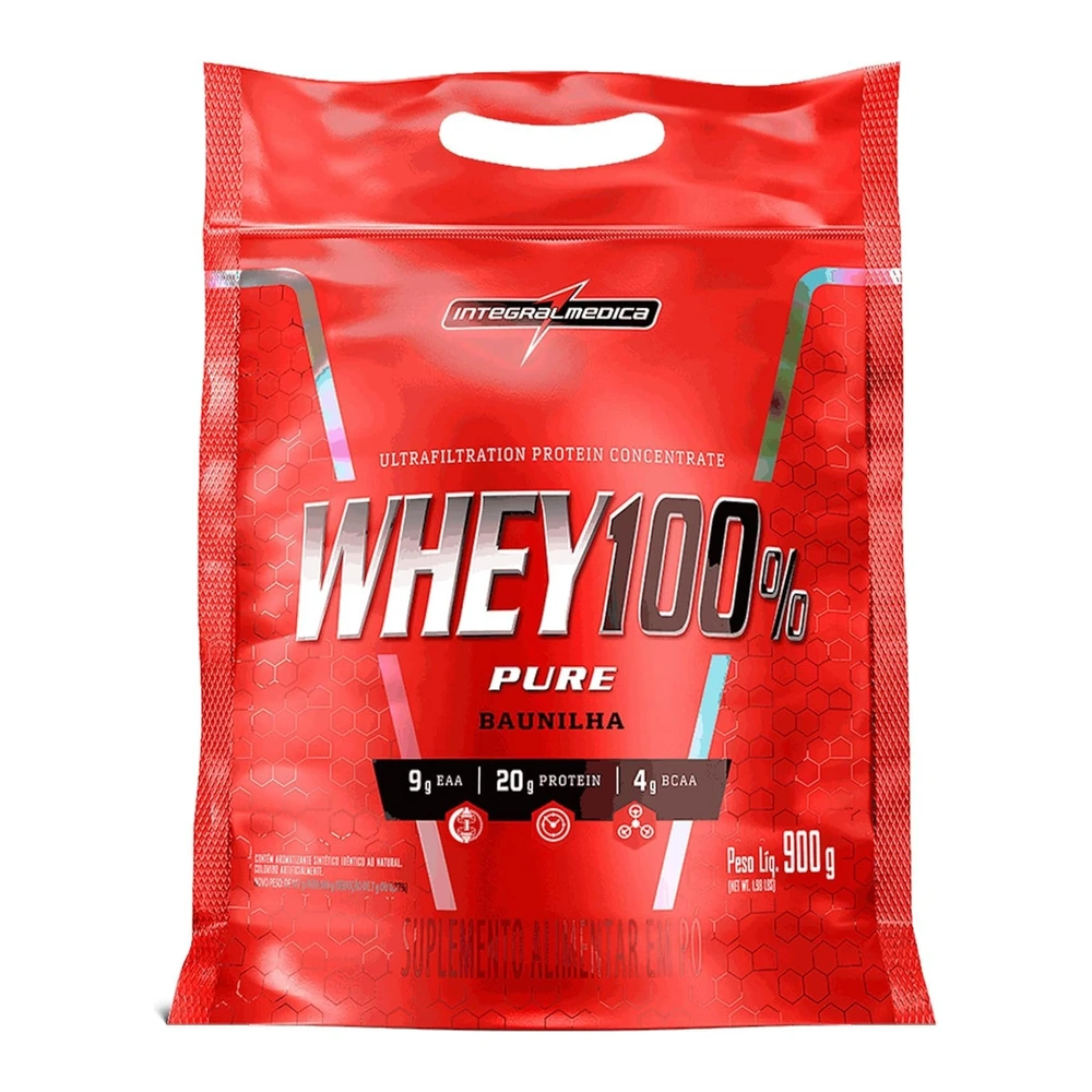 Integralmédica – Whey Protein Concentrado Baunilha 100% Pure – 20g de Proteína por Scoop, Suplementação Alimentar Pós-Treino, Fórmula Enriquecida com