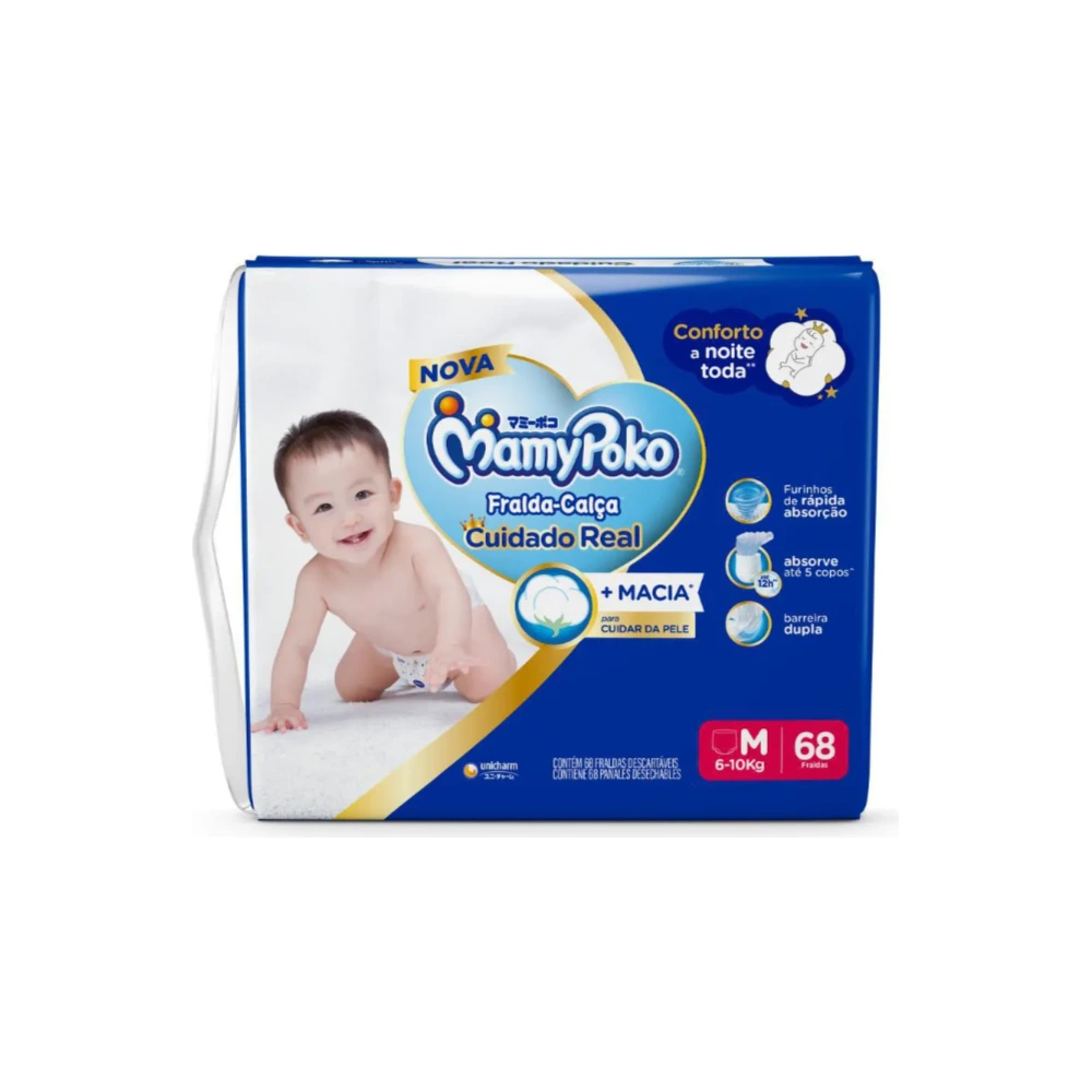 MamyPoko Fralda Calça Premium Seca M 68 Unidades