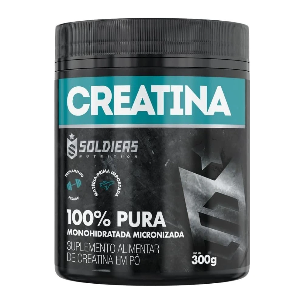 Creatina Monohidratada Pote 300g – 100% Pura Importada – Soldiers Nutrition