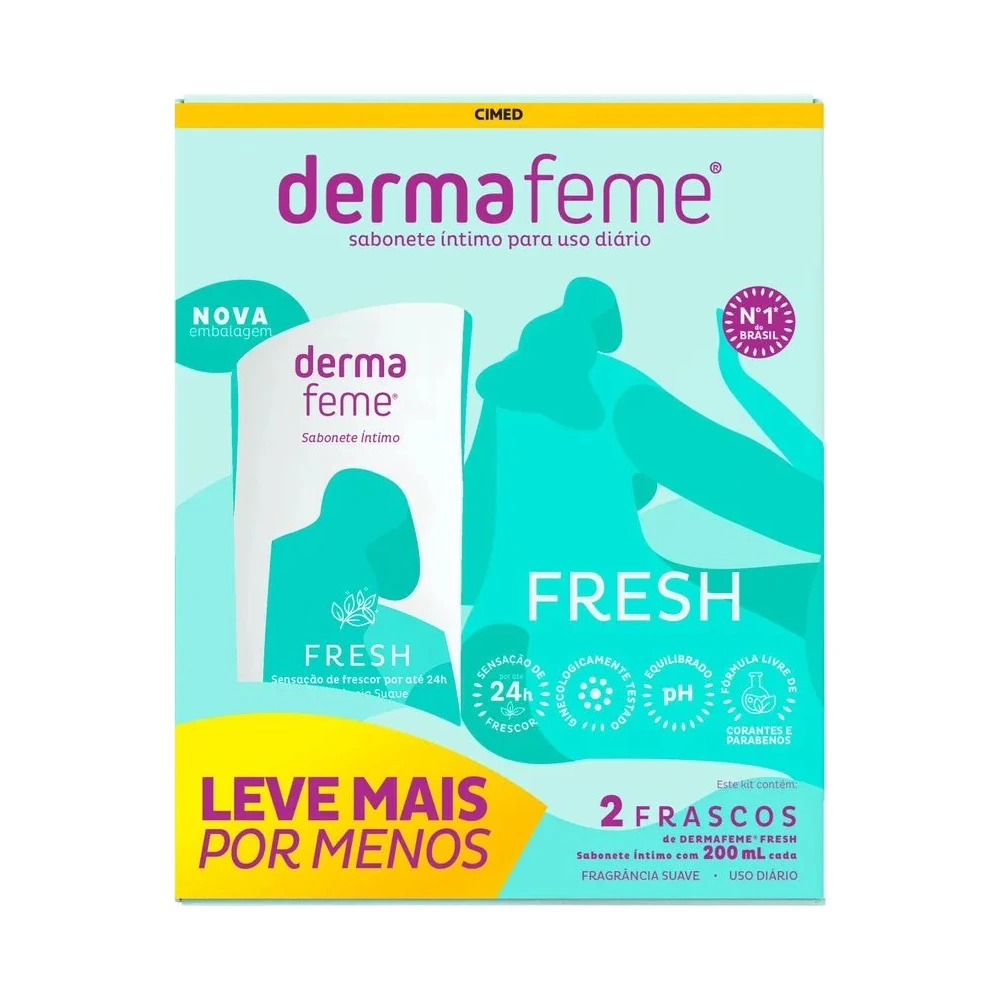 Sabonete Líquido Íntimo Fresh Dermafeme 2 Unidades 200ml Cada