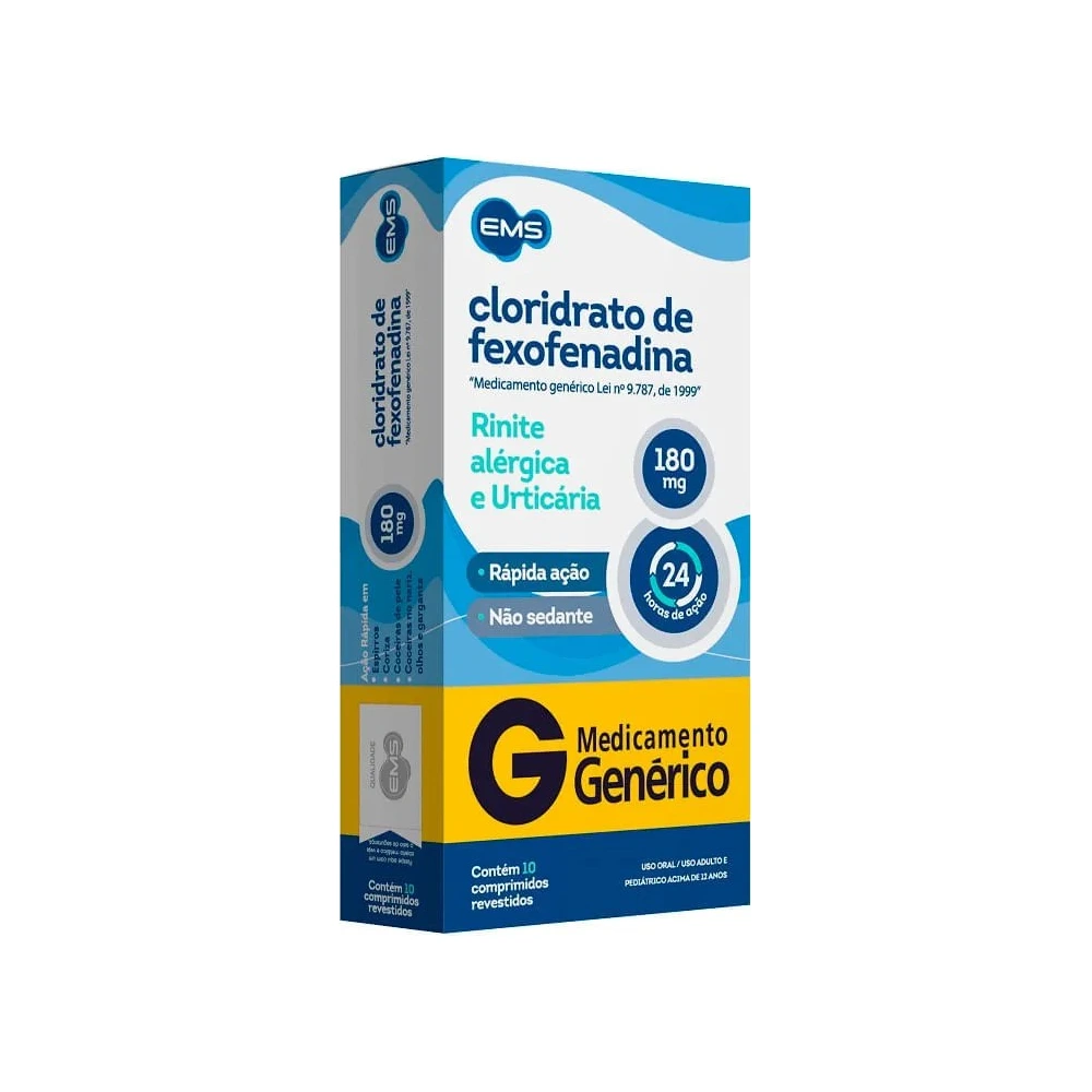 Fexofenadina Ems Com 10 Comprimidos Revestidos 180mg Generico