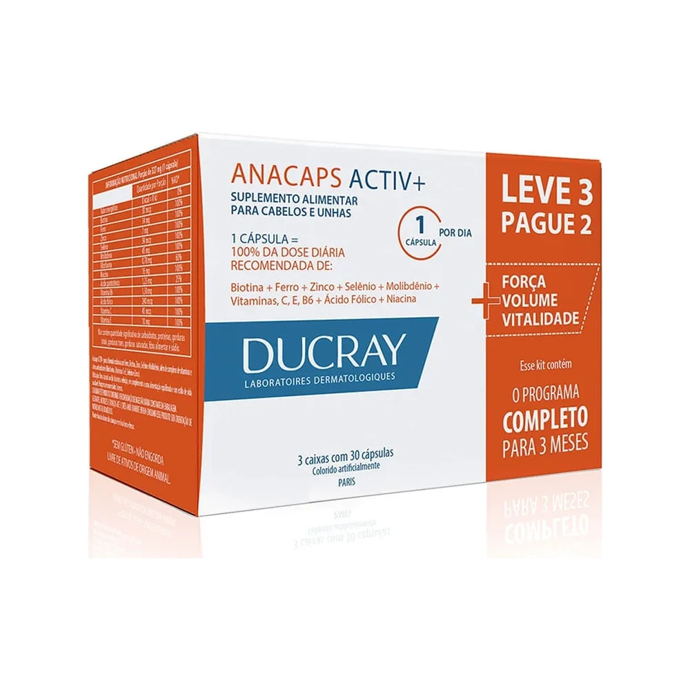 Suplemento Antiqueda Capilar Ducray Anacaps Activ+ 90 Cápsulas