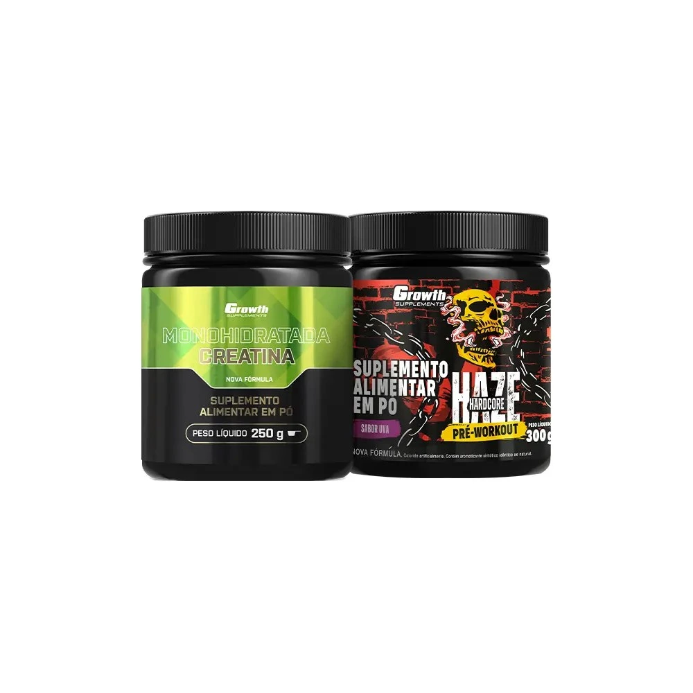 Kit Creatina Monohidratada 250g e Pré-Treino Haze 300g