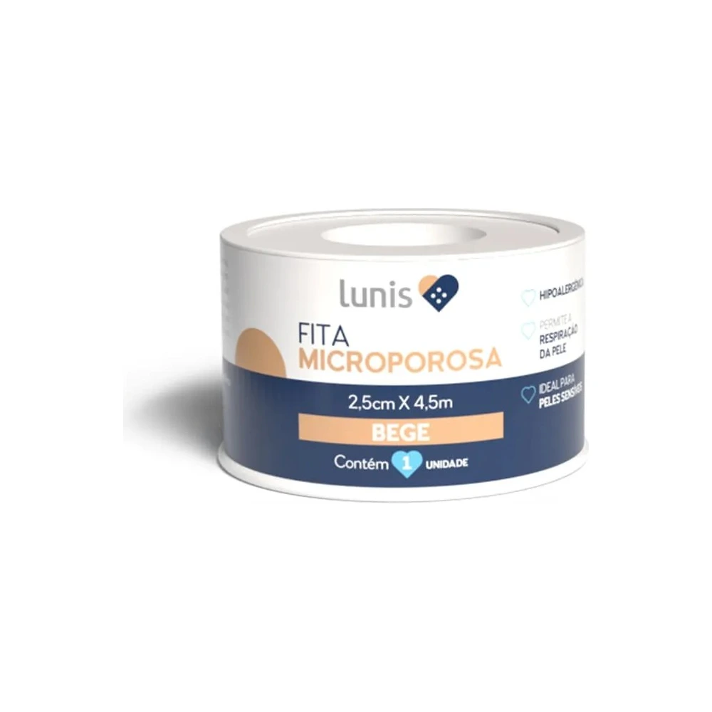 Fita Microporosa Lunis Bege 2,5cm X 4,5m