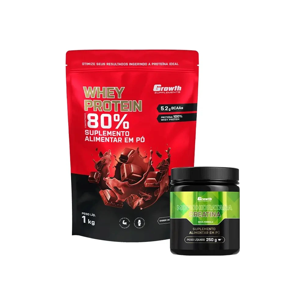 Kit Whey Protein Concentrado 1kg e Creatina Monohidratada 250g
