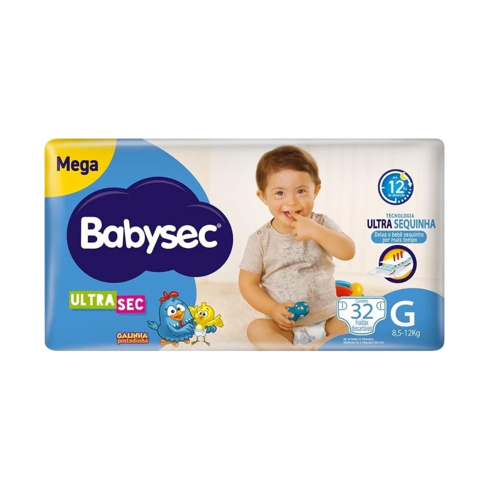 Fralda Babysec Ultrasec Galinha Pintadinha G 32 Unidades
