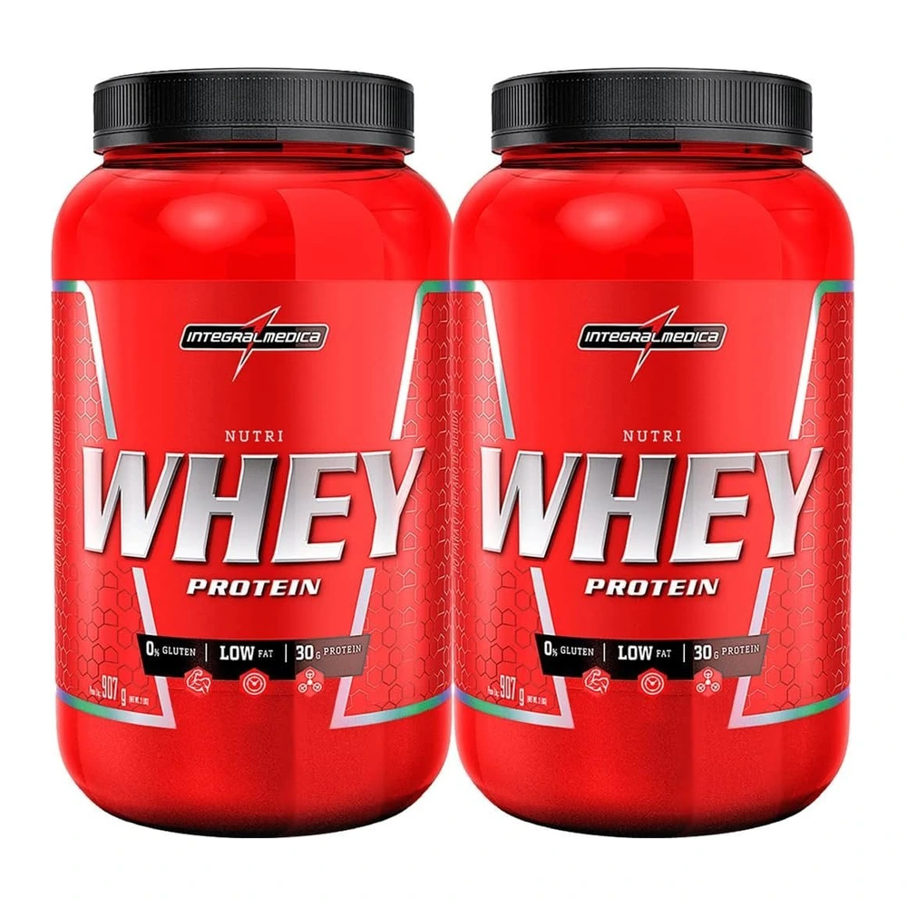 Combo 2x Suplemento em Pó Nutri whey Protein Para Ganho de Peso Chocolate 900g Pote – Integralmedica