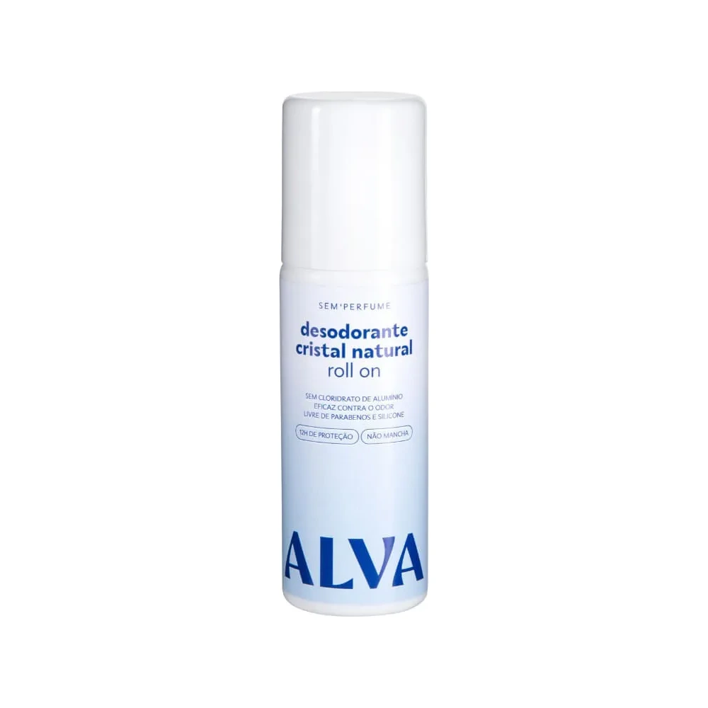 Desodorante Cristal Natural Alva Roll On Sem Perfume 70ml