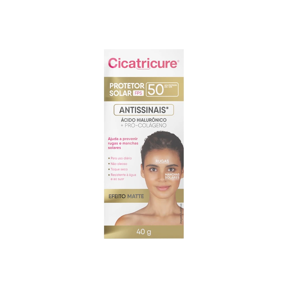 Protetor Solar Facial Cicatricure FPS50 Efeito Matte Antissinais 40g